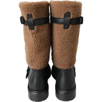 Dolce & Gabbana Black Leather Brown Shearling Boots
