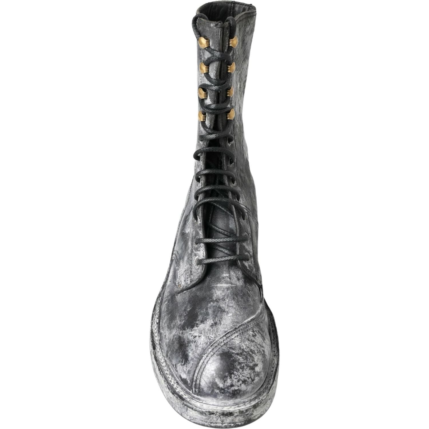 别致的黑色系带靴，灰白渐变