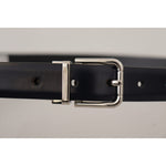 Dolce & Gabbana Black Calf Leather Classic Logo Metal Buckle Belt
