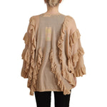 Aniye By Beige Ruffle Long Sleeves Open Front Cardigan Sweater