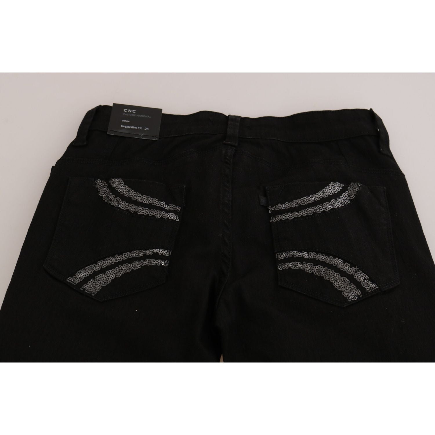 优雅黑色中腰修身牛仔裤