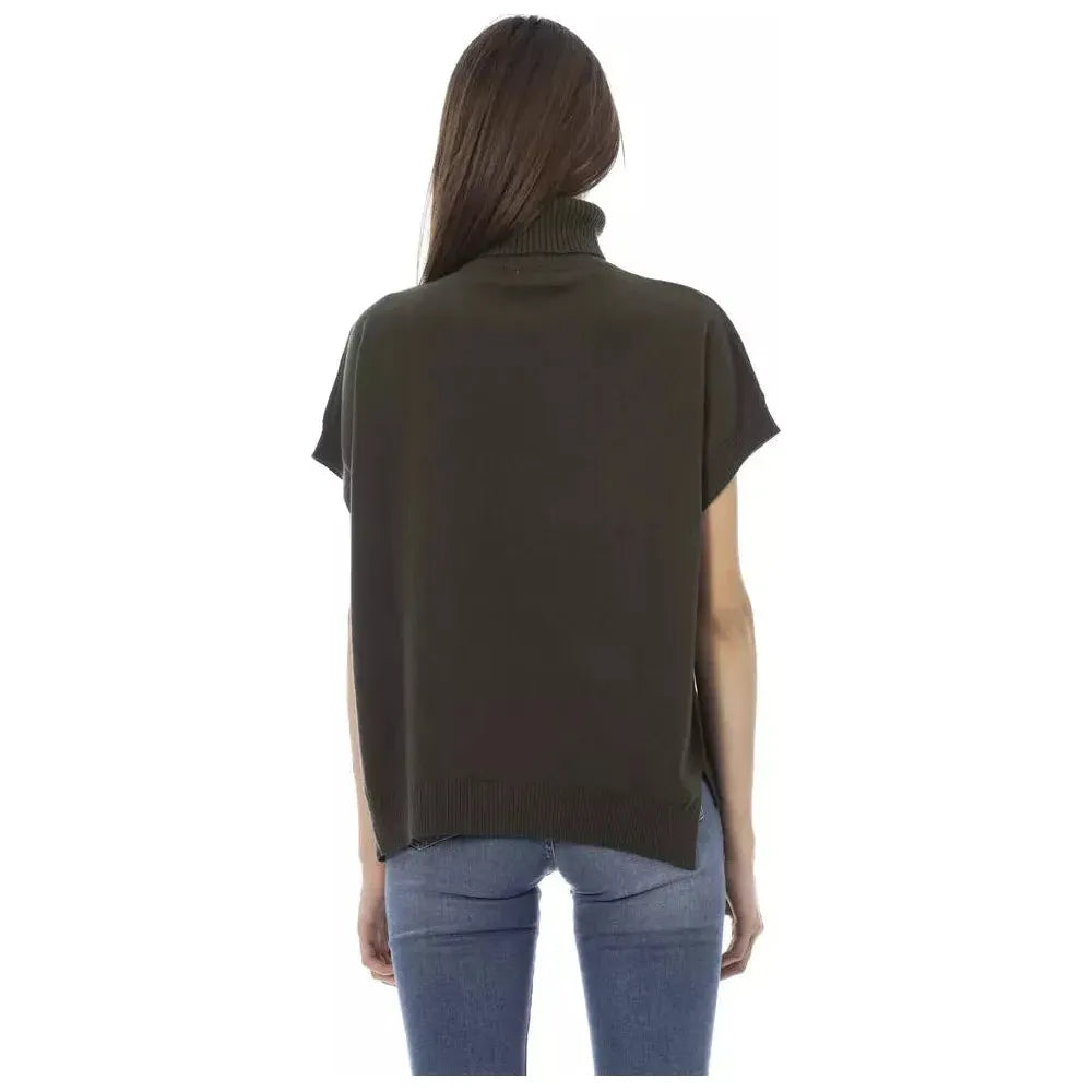 带字母图案细节的优雅高领毛衣