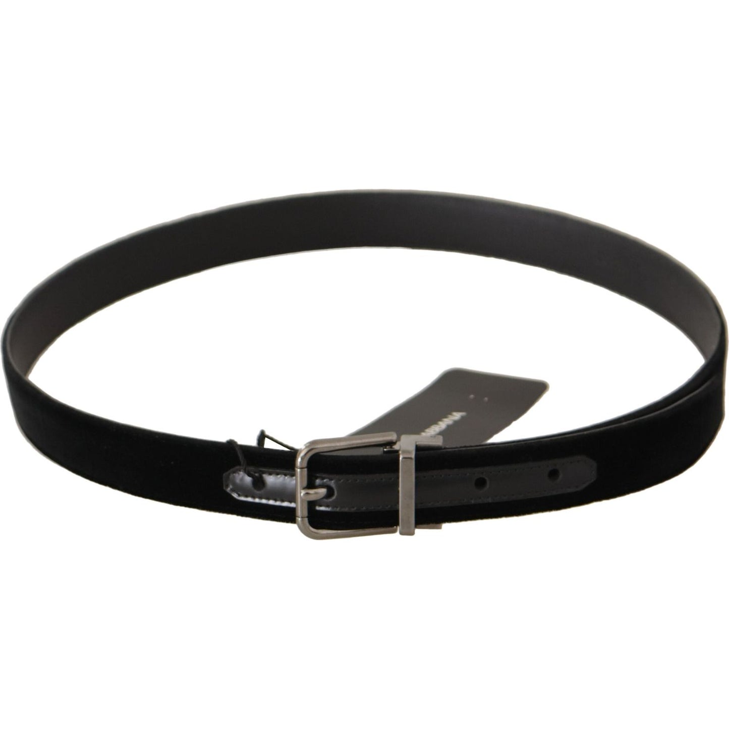 Dolce & Gabbana Black Cotton Silver Tone Metal Buckle Belt