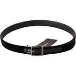 Dolce & Gabbana Black Cotton Silver Tone Metal Buckle Belt