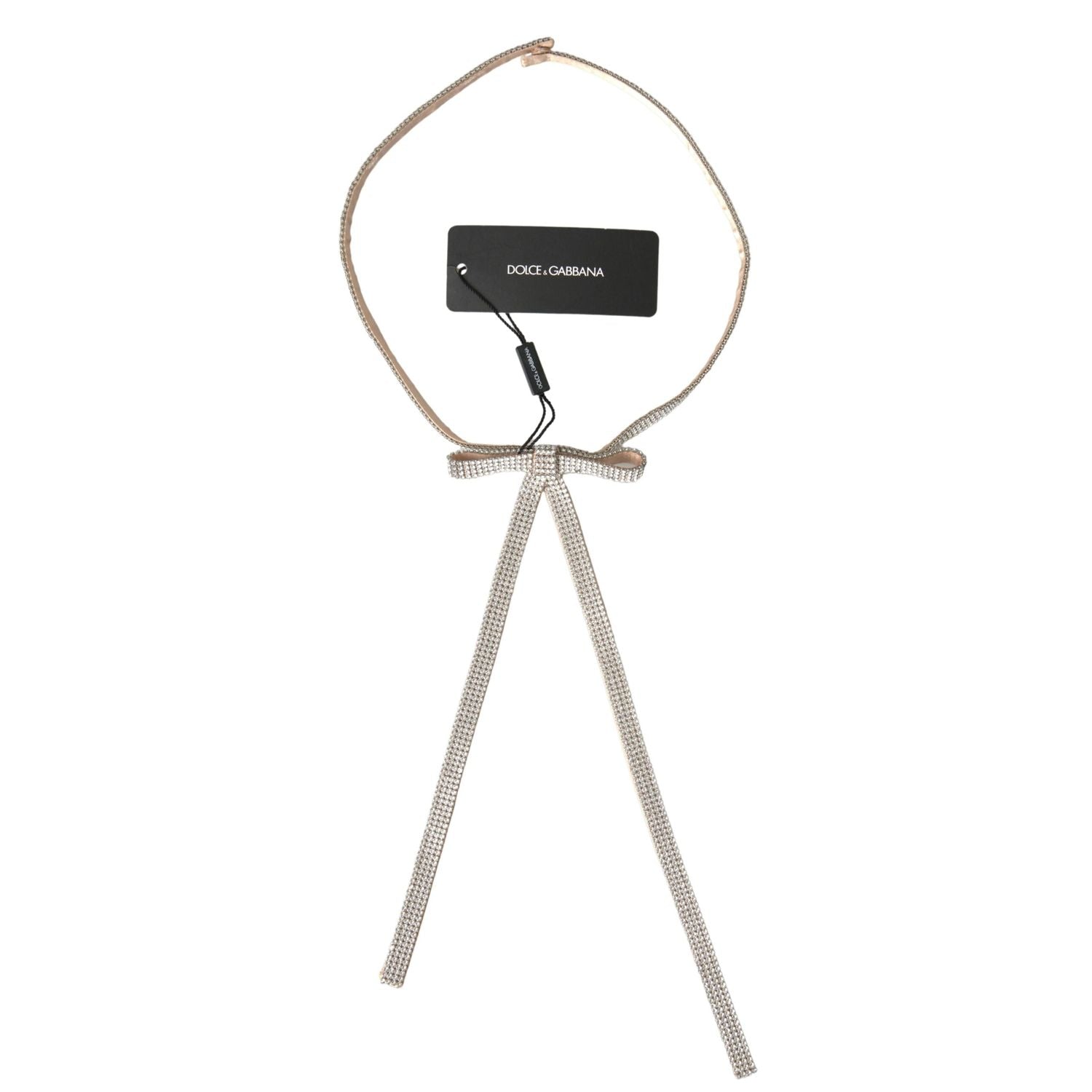 优雅水晶细丝绸蝴蝶结腰带