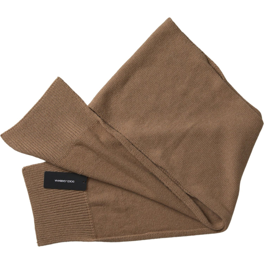 Dolce & Gabbana Brown Knitted Camel Wrap Shawl Foulard Scarf