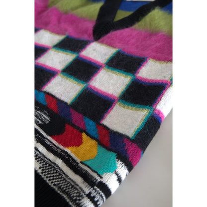 多色 V 领奢华套头毛衣