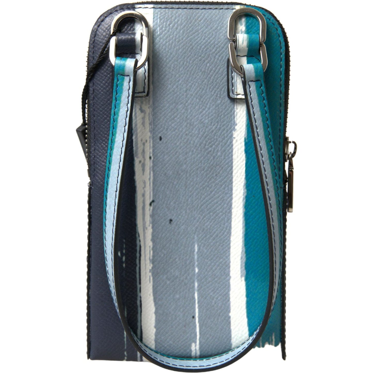 Dolce & Gabbana Elegant Leather Crossbody Phone Bag in Blue & White Dolce & Gabbana