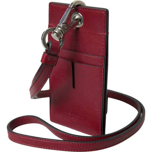 Dolce & Gabbana Elegant Red Leather Cardholder with Lanyard Dolce & Gabbana