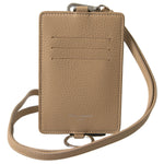 Dolce & Gabbana Beige Leather Lanyard Logo Card Holder Men Wallet