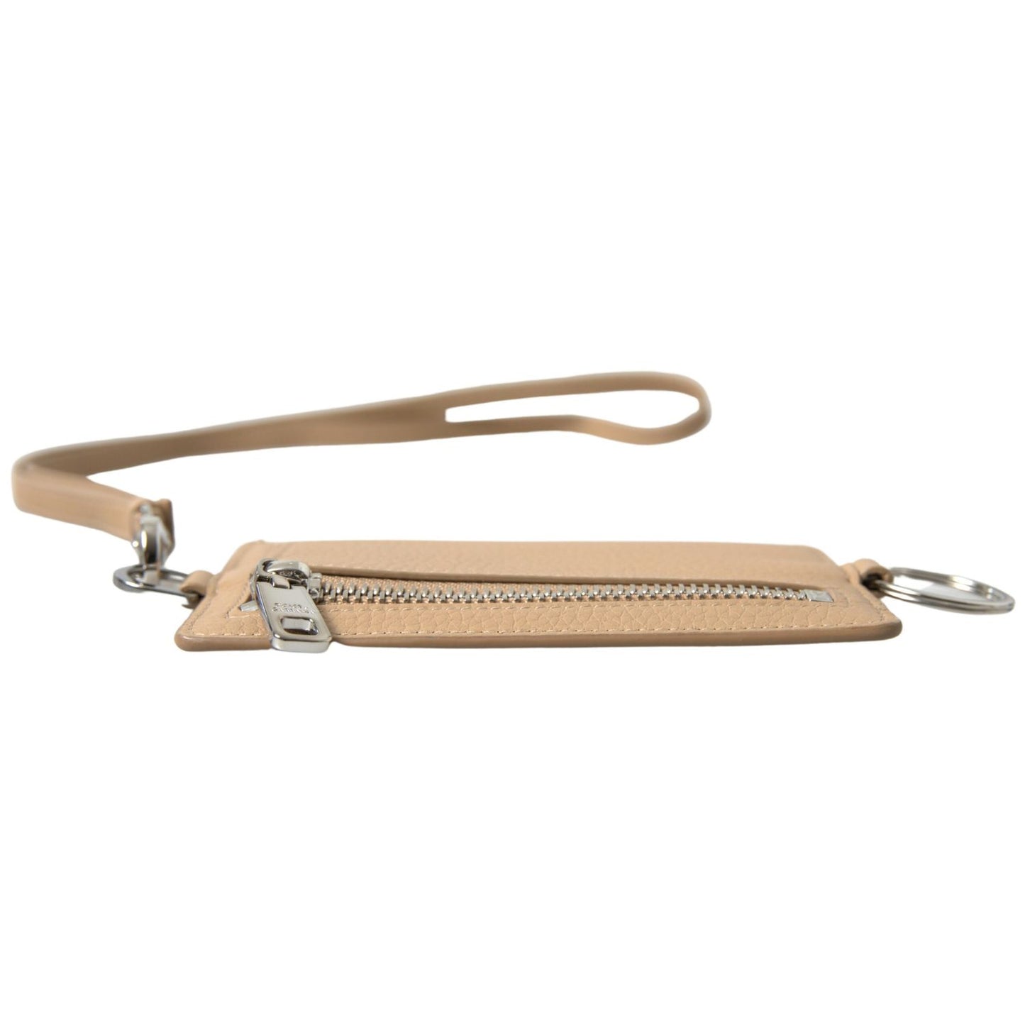 Dolce & Gabbana Beige Leather Lanyard Logo Card Holder Men Wallet