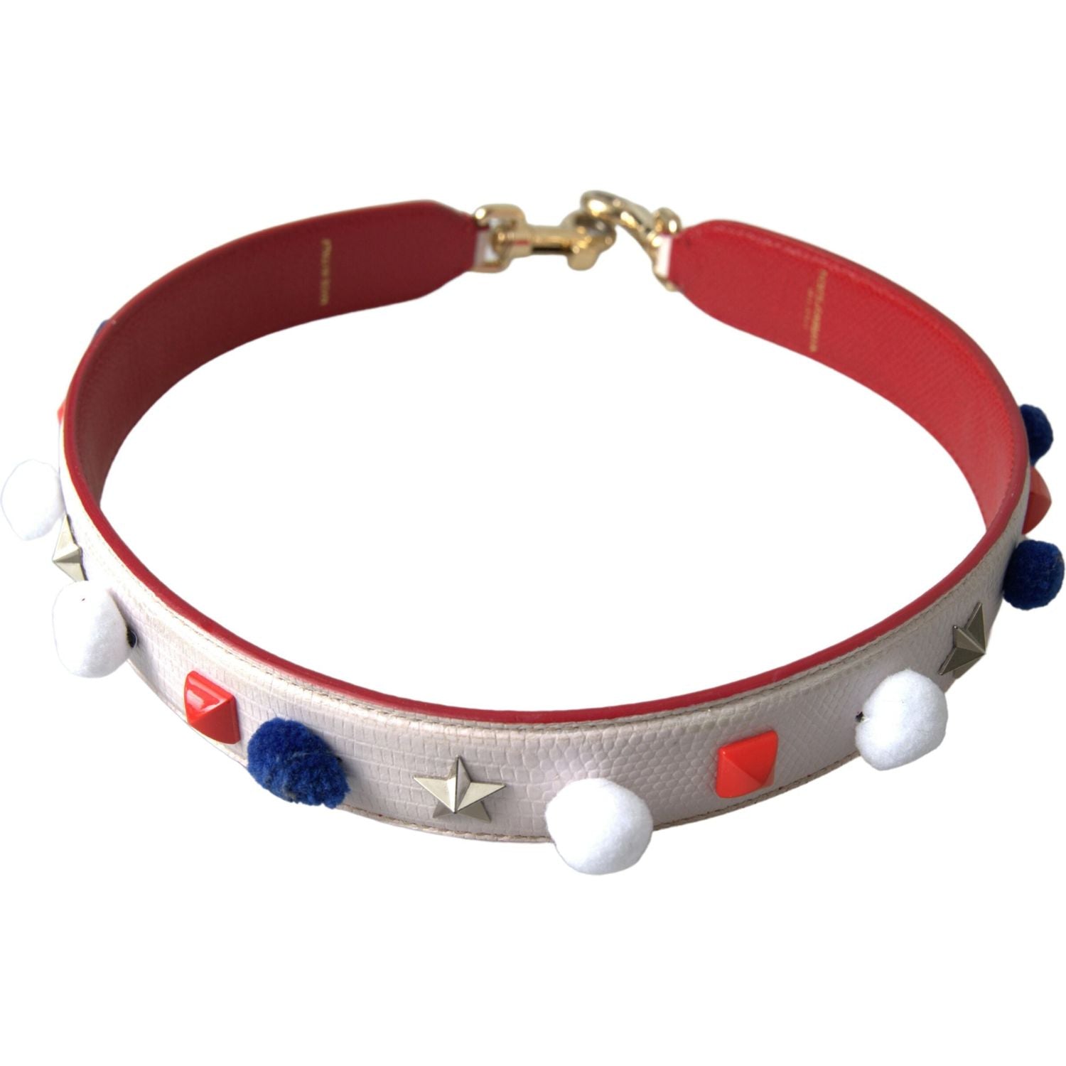 惊艳的白色多色铆钉皮革表带