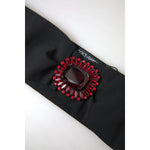 Dolce & Gabbana Black Crystal Brass Wide Waist Runway Belt