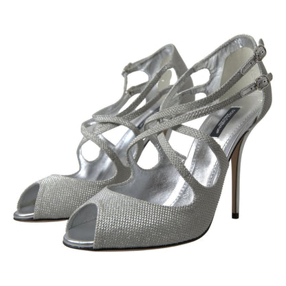 Dolce & Gabbana Silver Shimmers Sandals Heel Pumps Shoes