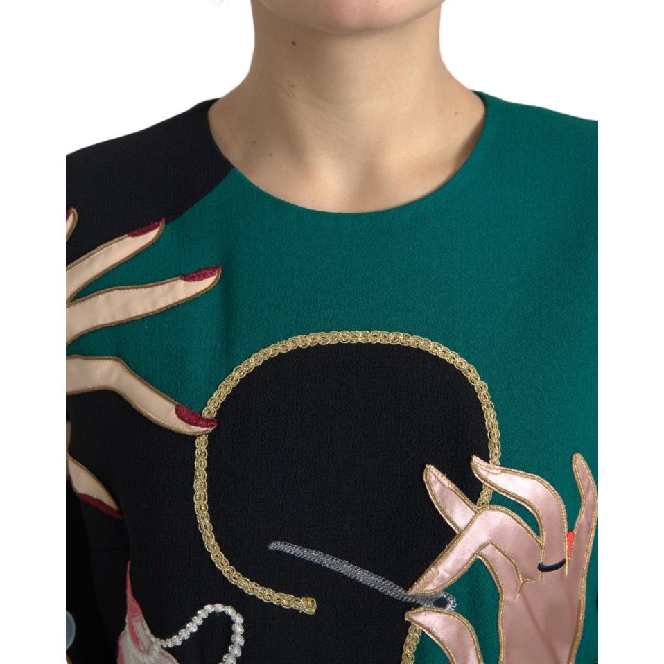 Dolce & Gabbana Multicolor Long Sleeves A-line Maxi Dress