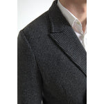 Dolce & Gabbana Gray Logo Embroidery Double Breasted Blazer