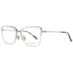 Scotch & Soda Transparent Women Glasses Frame with trapezium shape, metal & plastic material, full-rim style with demo lenses.