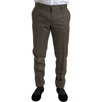 Dolce & Gabbana Brown Wool Dress Skinny Men Trouser Pants