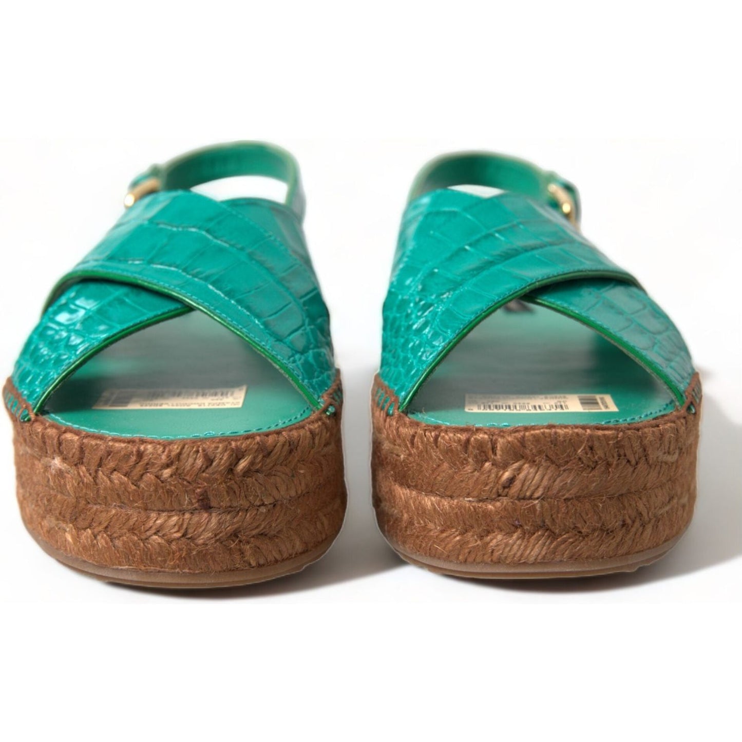 Dolce & Gabbana Elegant Green Espadrille Platform Sandals Dolce & Gabbana