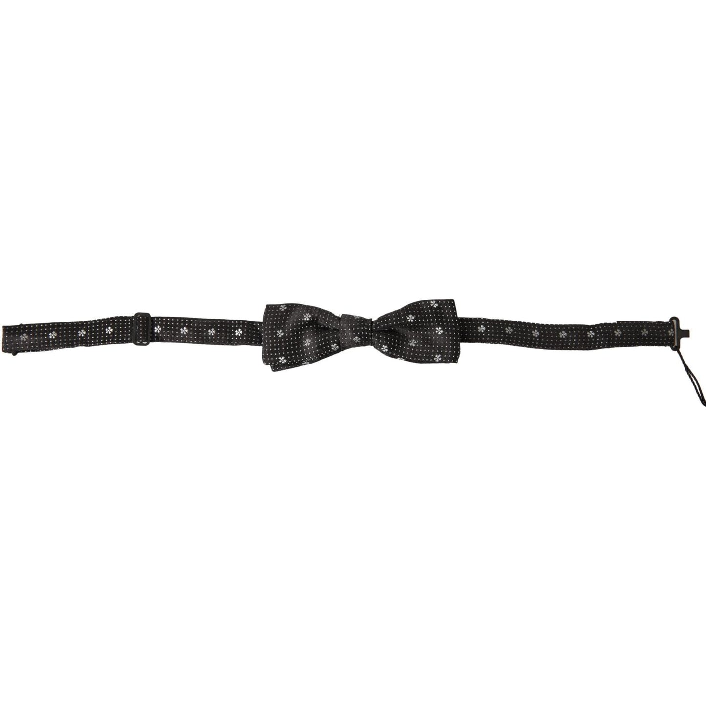 Dolce & Gabbana Black Patterned Silk Adjustable Men Neck Papillon Bow Tie