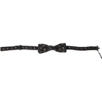 Dolce & Gabbana Black Patterned Silk Adjustable Men Neck Papillon Bow Tie