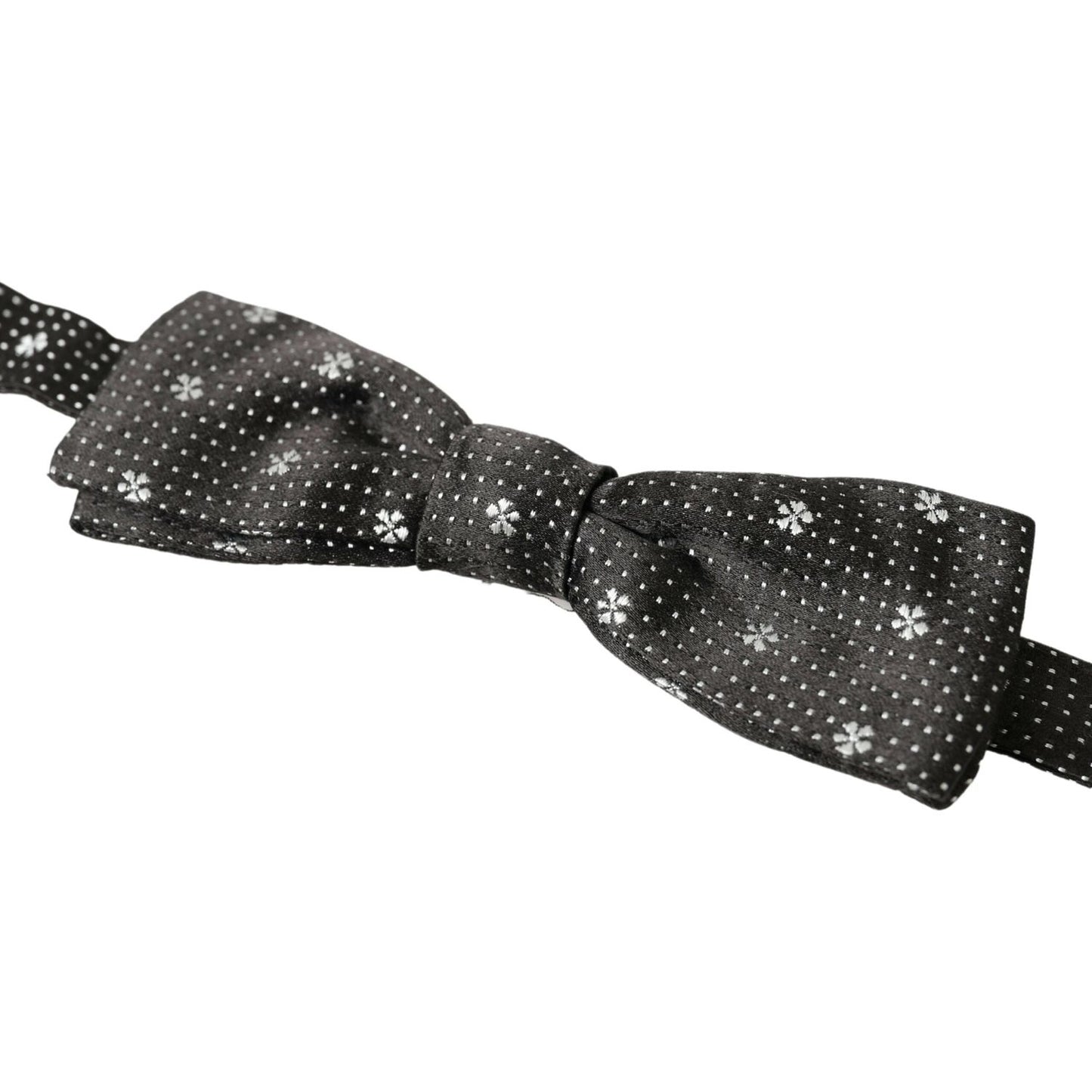 Dolce & Gabbana Black Patterned Silk Adjustable Men Neck Papillon Bow Tie