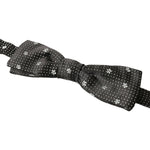 Dolce & Gabbana Black Patterned Silk Adjustable Men Neck Papillon Bow Tie
