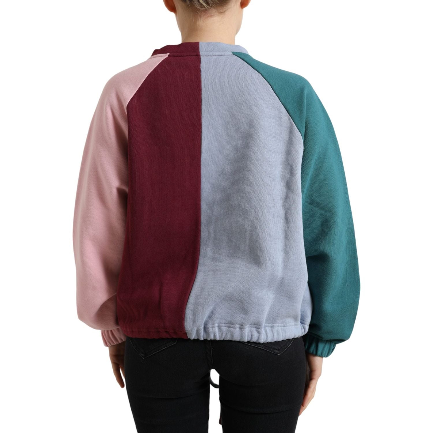 优雅多色圆领棉质毛衣