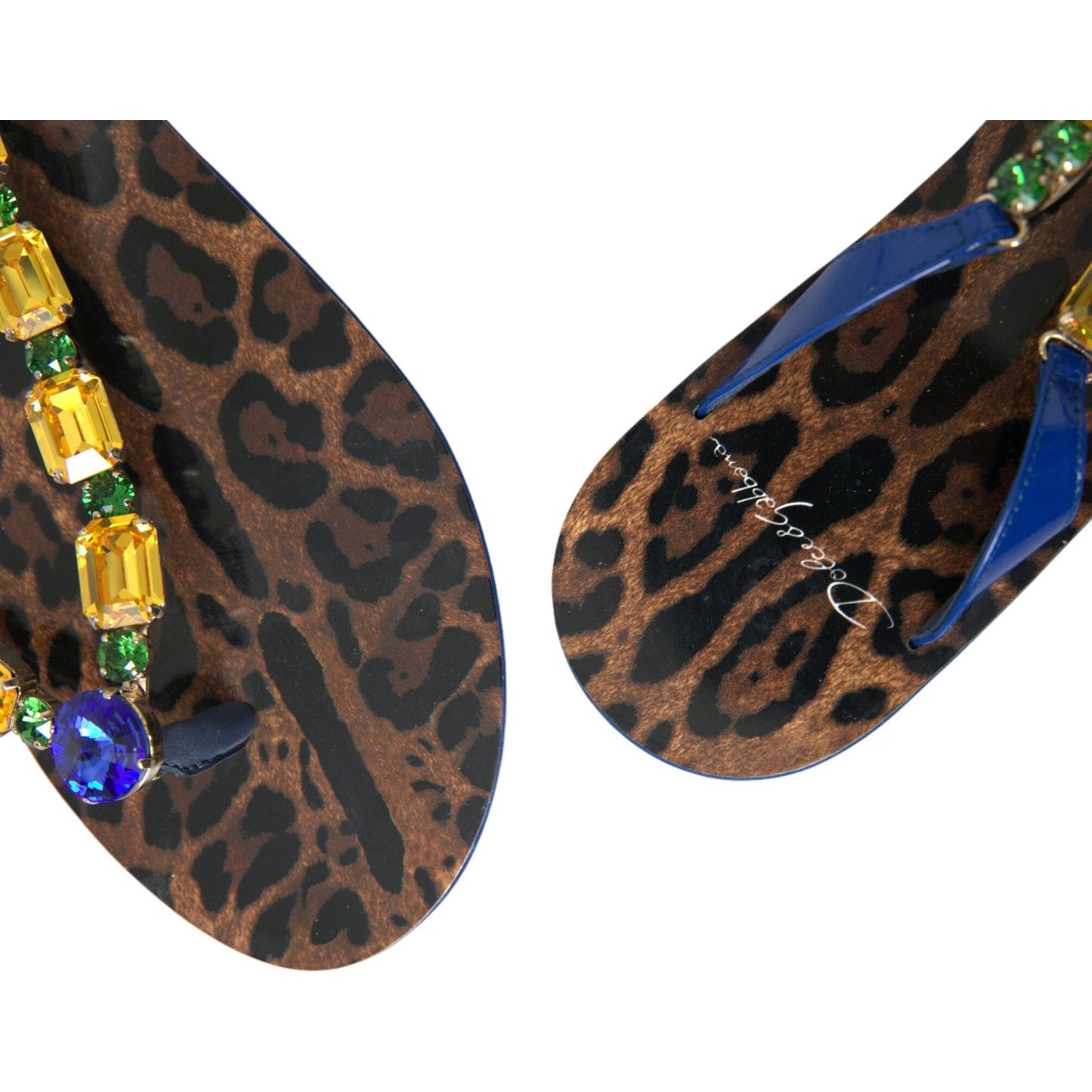 Dolce & Gabbana Blue Crystals Flats Sandals Beachwear Shoes LA10330-38.5