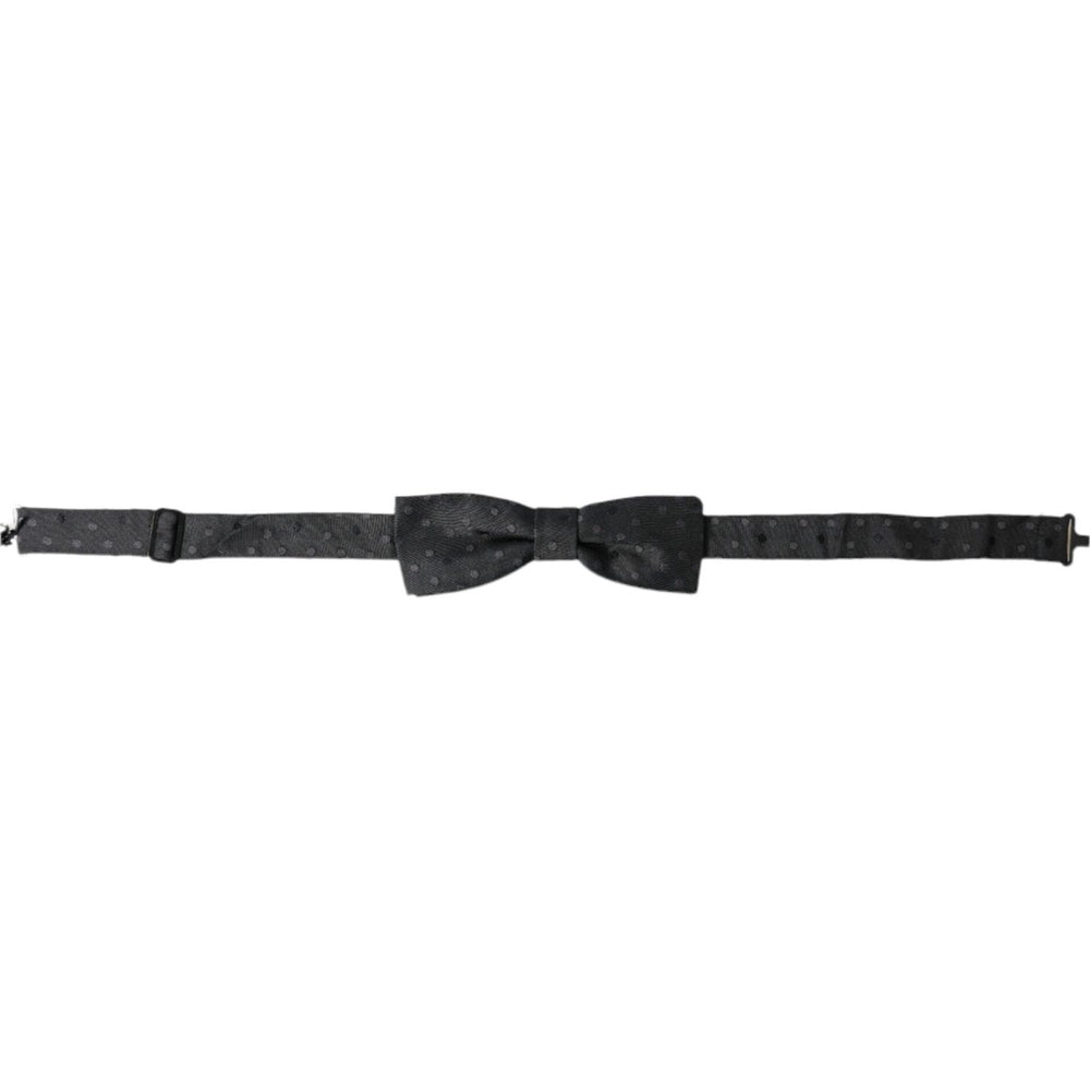 Dolce & Gabbana Gray Polka Dot Silk Adjustable Neck Men Papillon Bow Tie