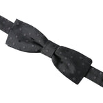 Dolce & Gabbana Gray Polka Dot Silk Adjustable Neck Men Papillon Bow Tie