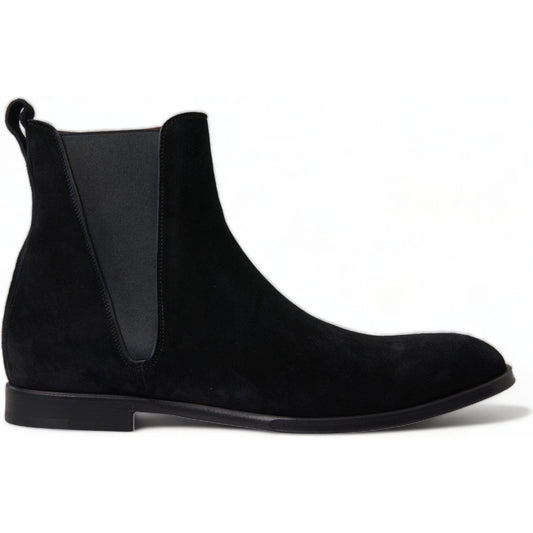 Dolce & Gabbana Elegant Black Velvet Mid-Calf Boots Dolce & Gabbana