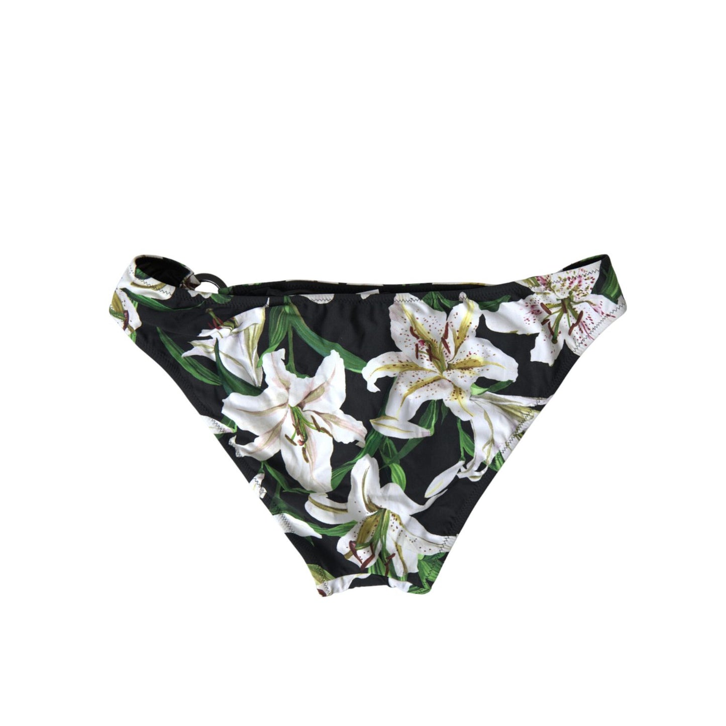 Dolce & Gabbana Black Lily Print Swimwear Bottom Beachwear Bikini