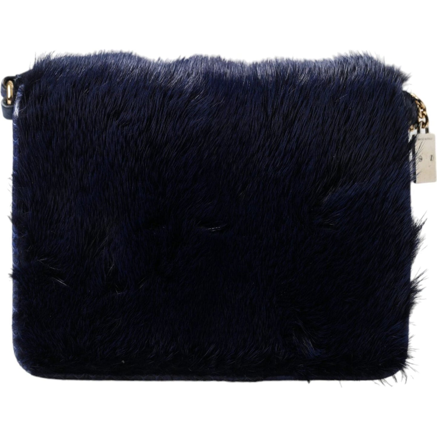 Dolce & Gabbana Dark Blue Fur Ayers Lily Twist Crossbody Shoulder Bag