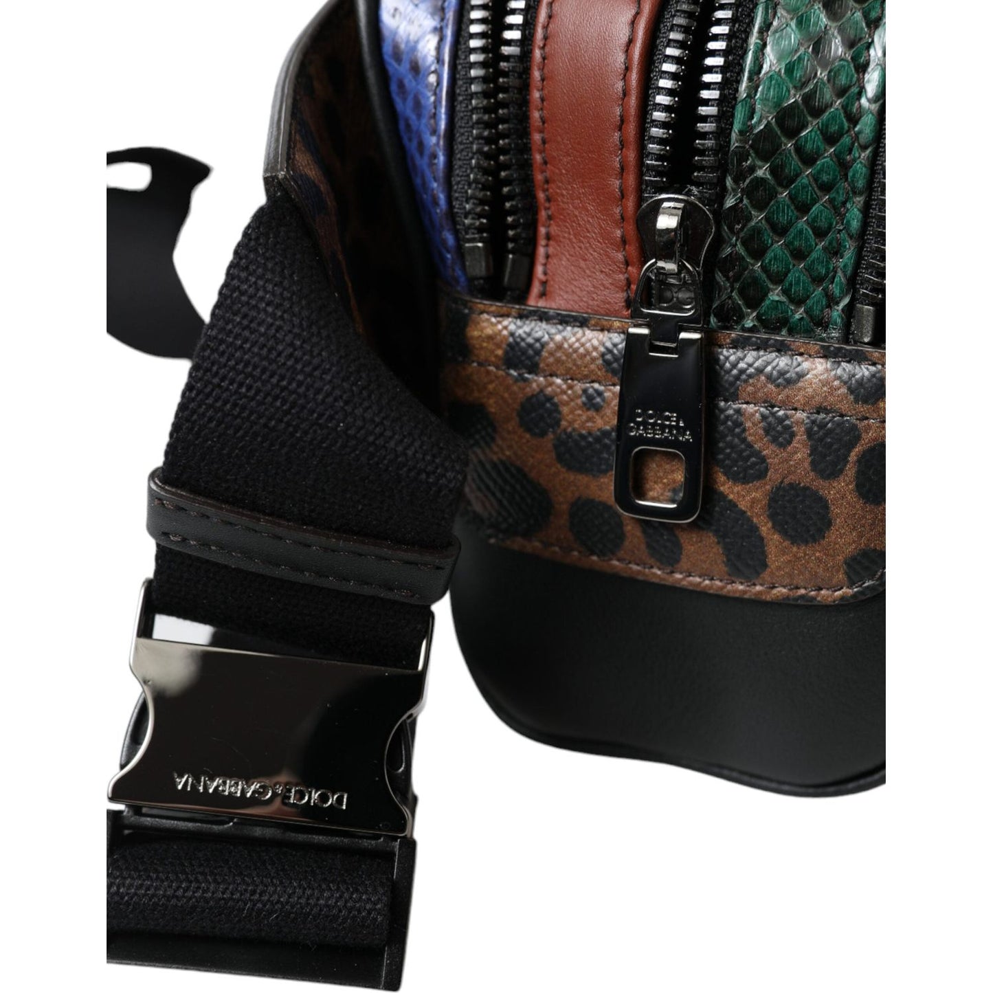 Dolce & Gabbana Black Exotic Leather Logo Belt Waist Fanny Pack Bag
