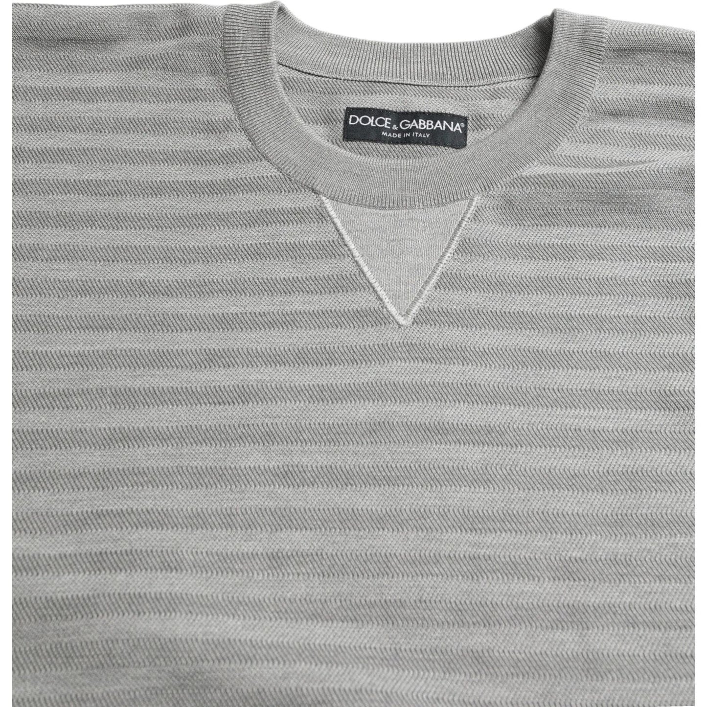 Dolce & Gabbana Gray Crewneck Pullover Silk Top Sweater