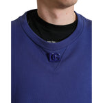 Dolce & Gabbana Royal Blue Cotton Crewneck Pullover Sweater
