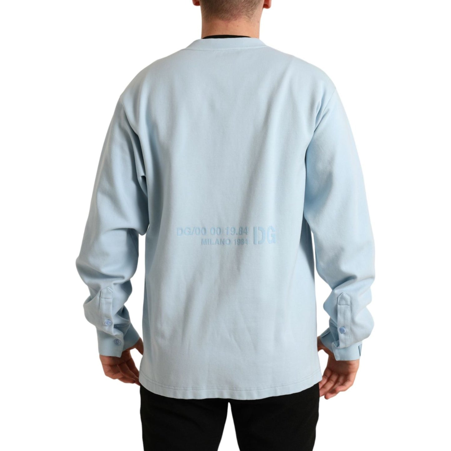 Dolce & Gabbana Elegant Light Blue Cotton Blend Crew Neck Sweater Dolce & Gabbana