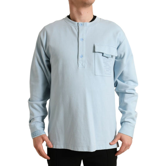 Dolce & Gabbana Elegant Light Blue Cotton Blend Crew Neck Sweater Dolce & Gabbana