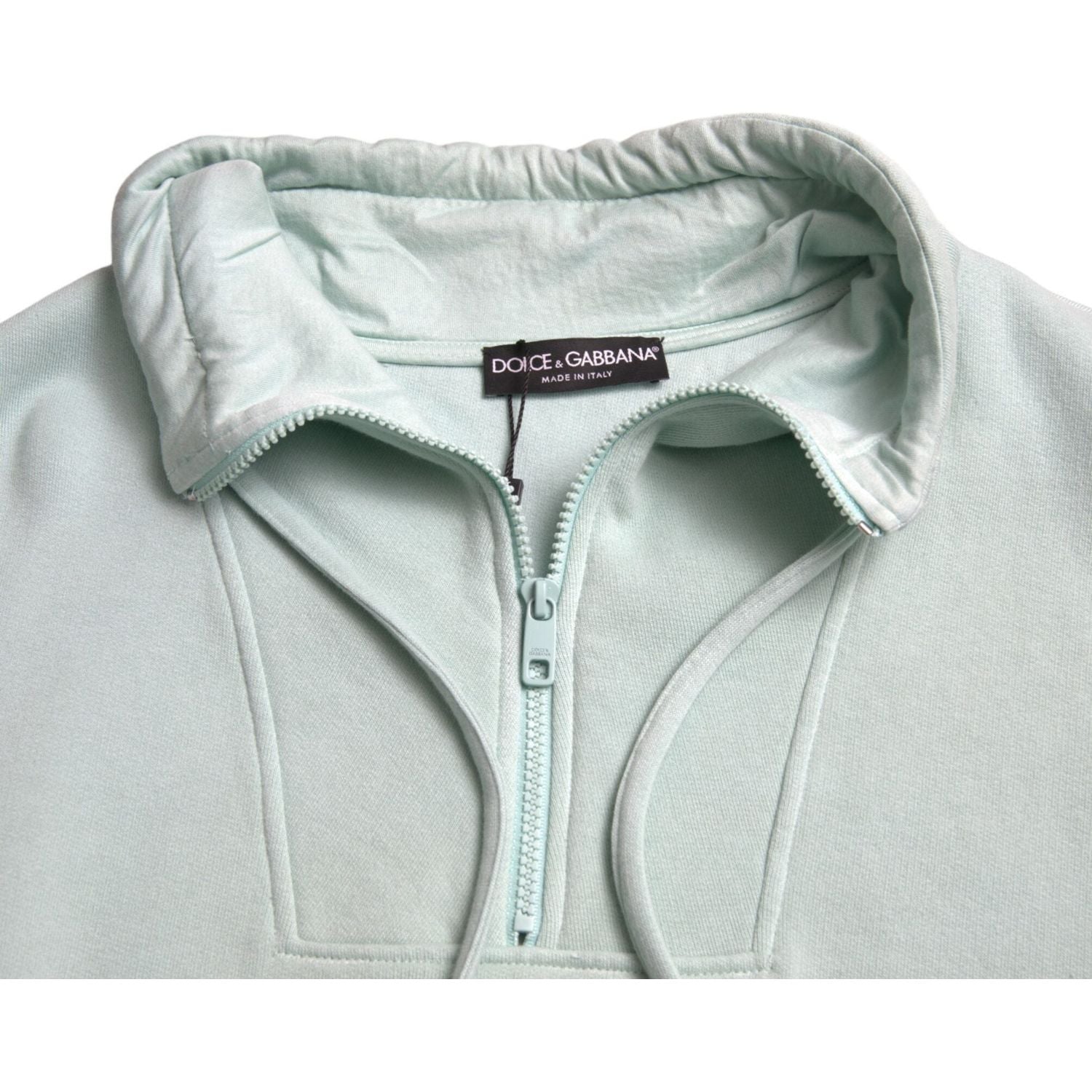 Dolce & Gabbana Mint Green Cotton Pockets Pullover Sweater