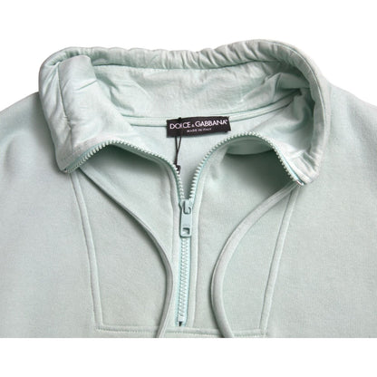 Dolce & Gabbana Mint Green Cotton Pockets Pullover Sweater
