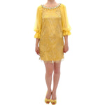 Dolce & Gabbana Yellow lace crystal mini dress