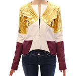 Vladimiro Gioia White Gold Purple Leather Jacket Coats & Jackets