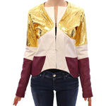 Vladimiro Gioia White Gold Purple Leather Jacket Coats & Jackets