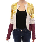 Vladimiro Gioia White Gold Purple Leather Jacket Coats & Jackets