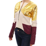 Vladimiro Gioia White Gold Purple Leather Jacket Coats & Jackets