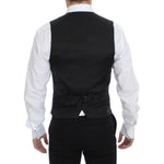 Dolce & Gabbana Black Striped Stretch Dress Vest Gilet