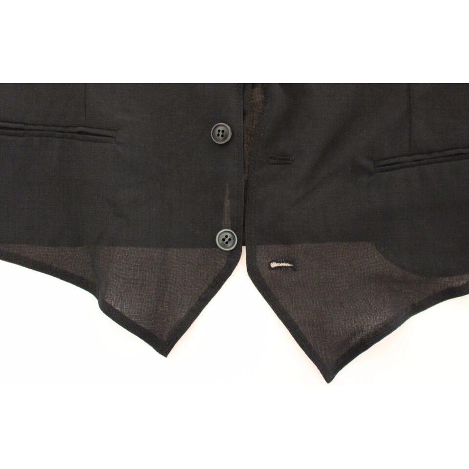 优雅黑色羊毛连衣裙背心