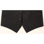 Dolce & Gabbana Black Striped Wool Silk Dress Vest Gilet