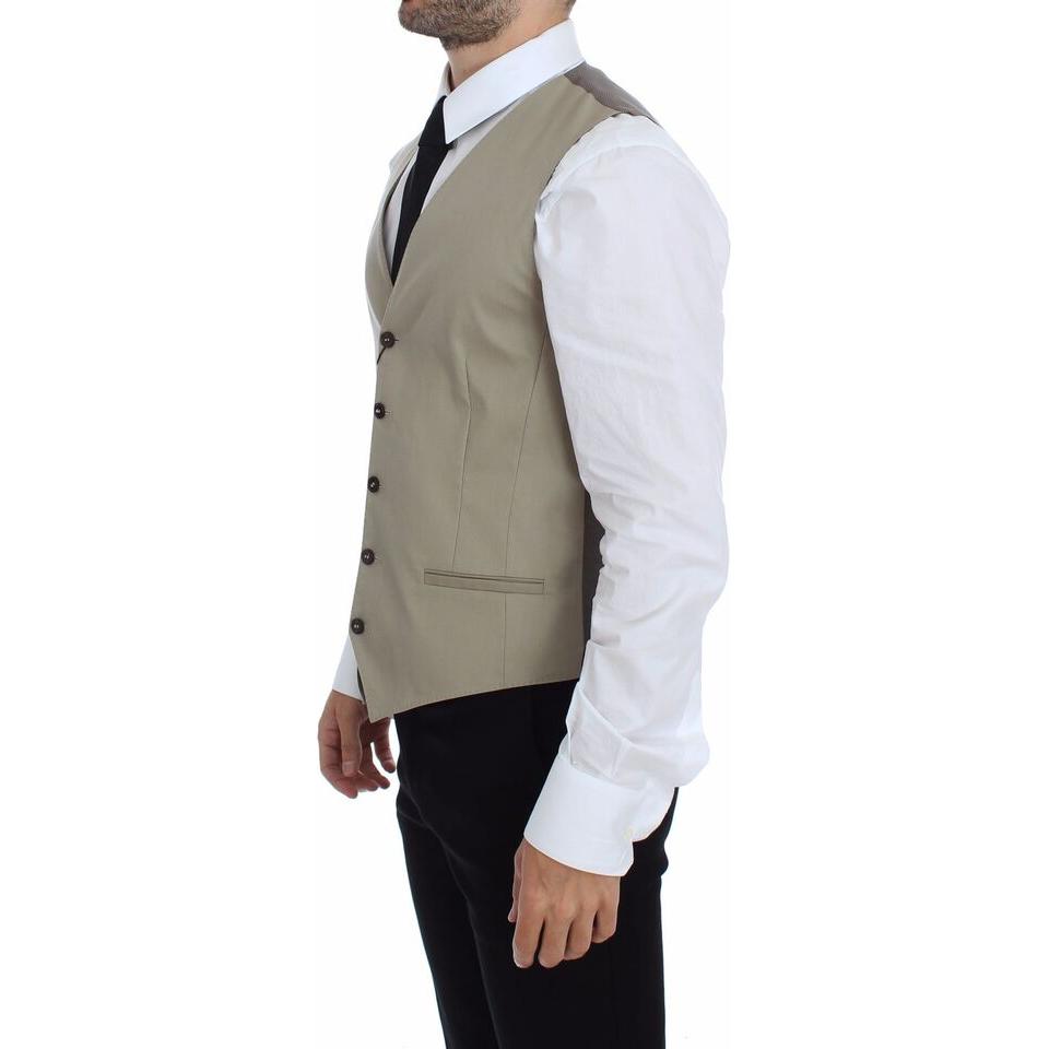 Dolce & Gabbana Beige Cotton Dress Vest Blazer Jacket